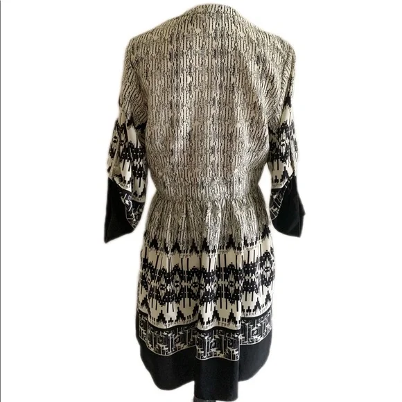 Charming Charlie Black Cream Button Down Midi Dress Size Small Wednesday Addams - Picture 9 of 16